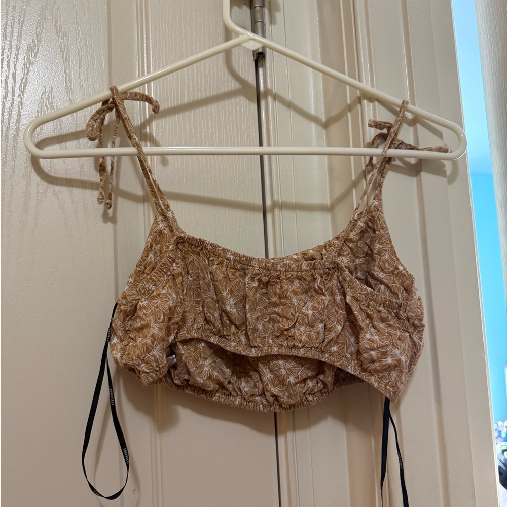 Brown and white crop top